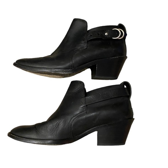 Rag and Bone Moto Black Leather Ankle Bootie Sullivan Buckle boots women Size 40 - Picture 1 of 10